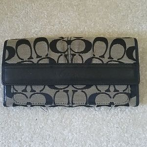 Authentic Black and Gray Coach Signature Wallet